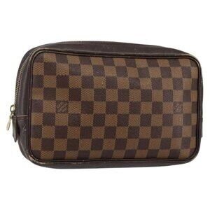 LOUIS VUITTON Damier Ebene Trousse Toilette25 Clutch Bag N47624 LV Auth 142642